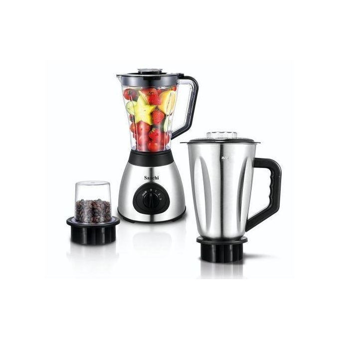 Saachi 3 In 1 Electric Blender With Plastic Jar Stainless Jar And Plastic Mill-Transparent