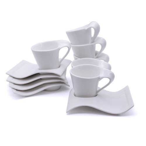 6 Pieces Of Cups And 6 Saucers -White.