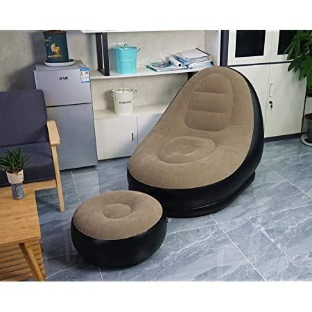 Home Fashion Deluxe Lounge Pressure Sofa with Stool & a Pressure Pump - Grey,Black