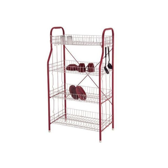 Royal High Quality 4 Tier Dish Drainage Rack - White,Maroon