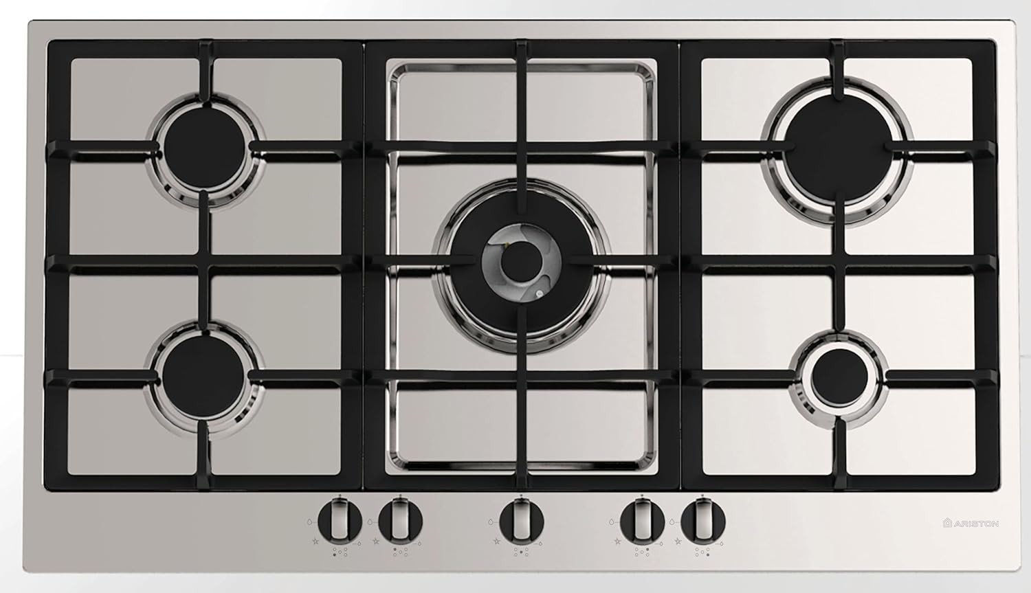 ARISTON Hob 90cms 4Gas 1Electric - Stainless Steel - Auto Ign Cast Iron Pan supports - PH941MSTBGH