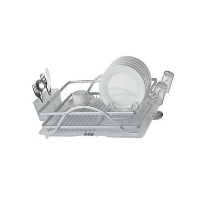 Aluminum Dish Drainer Rack Storage Organizer-Silver