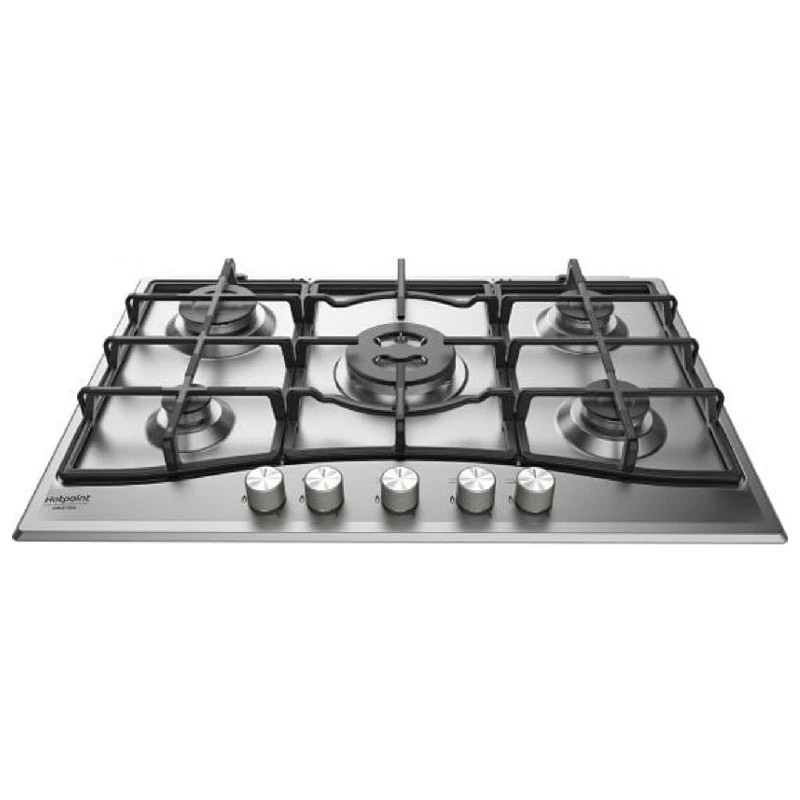 ARISTON Hob 75cms 5Gas - Stainless Steel - Auto Ign Cast Iron Pan supports - PCN 751 T/IX/A
