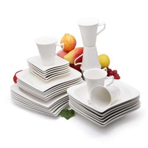 30 Pcs Of Square Plates, Bowls, Side Plates, Cups dinner set, White. Other