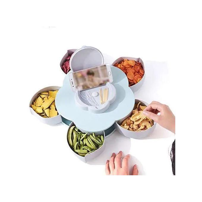 Candy Box Serving Rotating Tray Storage With Mobile Phone Stand,Blue.