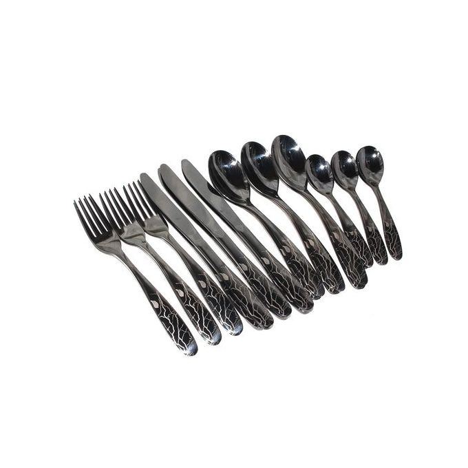 24pcs Cutlery (Forks,Spoons& Knieves) - Black