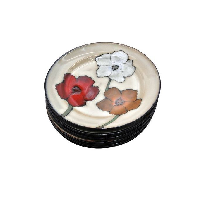 6 Pieces Floral Side Plates - Cream