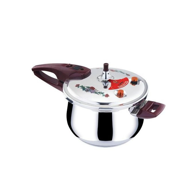 6 Litres Stainless Steel Pressure Cooker With Steamer -Silver