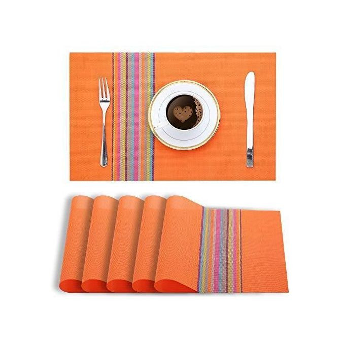 6 Pcs Table Mats With a Runner - Orange Table Mate