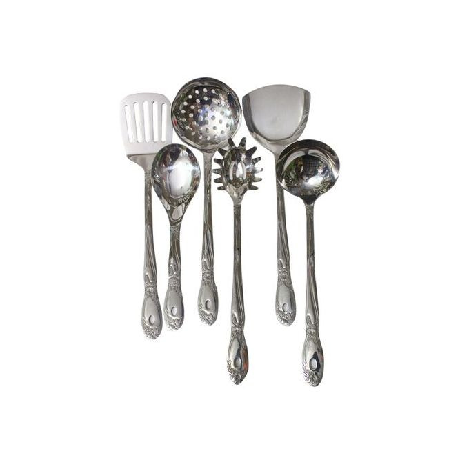 7 Piece Kitchen Tool Cooking Utensils/Serving Spoons-Silver