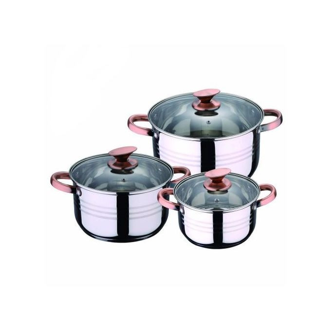 3 Piece Stainless Steel Saucepans/Cookware Pots- Silver