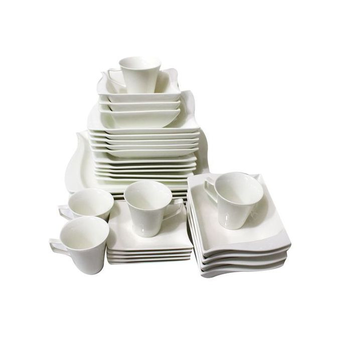 36 Piece Rectangle Dinner Set - White