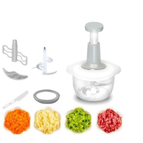 1.2L Manual Mini Hand Pull Chopper Food Processor,Grey.