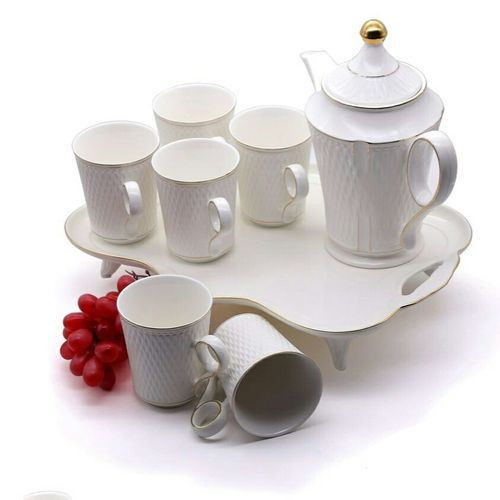 8 Piece Tea/Coffee Cups Set- White .