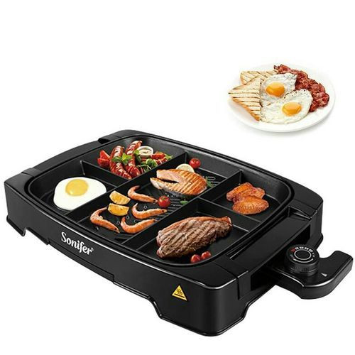 Electric Multi Portion Grill Powerful Electric BBQ Grill Cooker -Black Sonifer