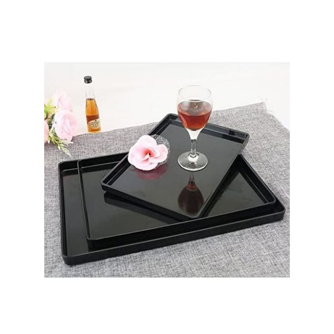 3 Pieces Of Melamine Dinner Serving Trays Platters-Black.
