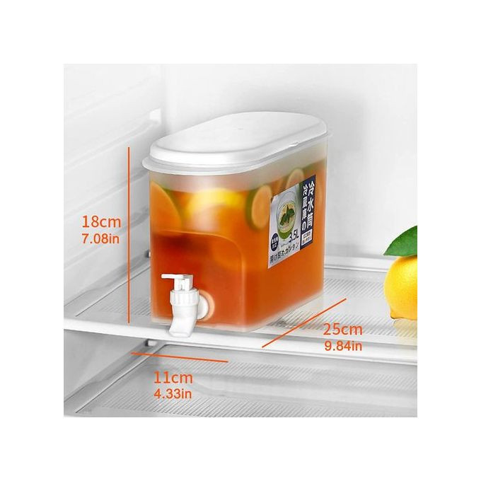 3.5L Fridge Beverage Dispenser With Faucet In Refrigerator Container- Colourless.