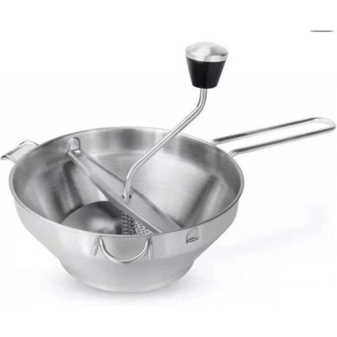 Potato Masher Food Mill For Straining Grating Fruits Vegetables, Silver.