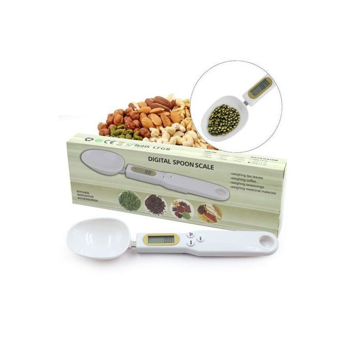 Electronic Measuring Spoon Adjustable Digital Weighing Scale 1-500g, White.