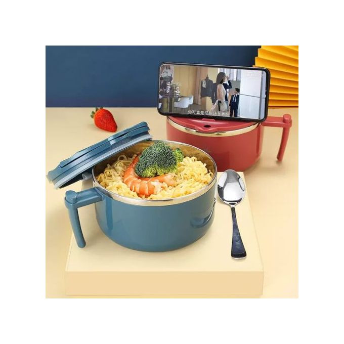 1000ml Stainless Steel Instant Noodle Soup Bowl Dish, Color May Vary.