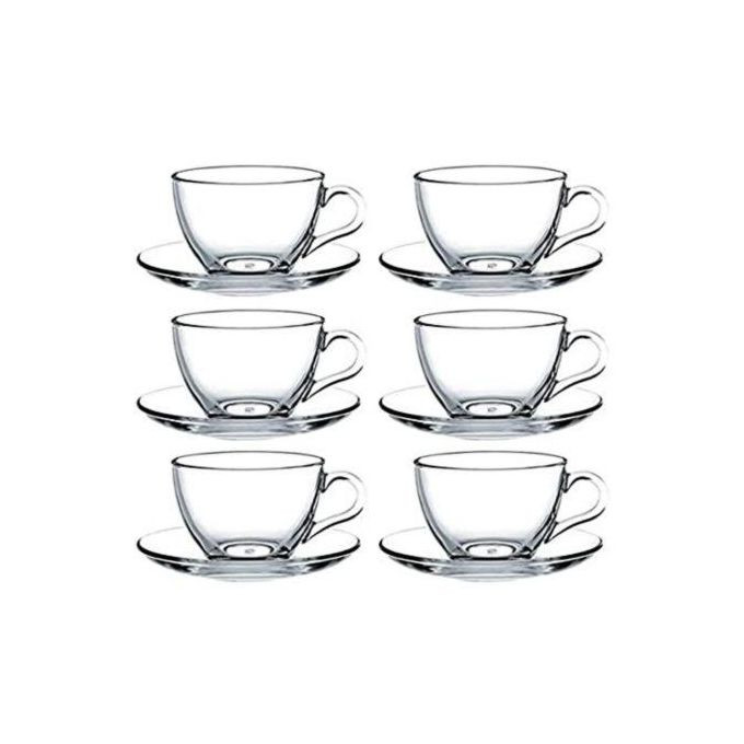 6 Pieces Of Cups And 6 Saucers -Colourless.