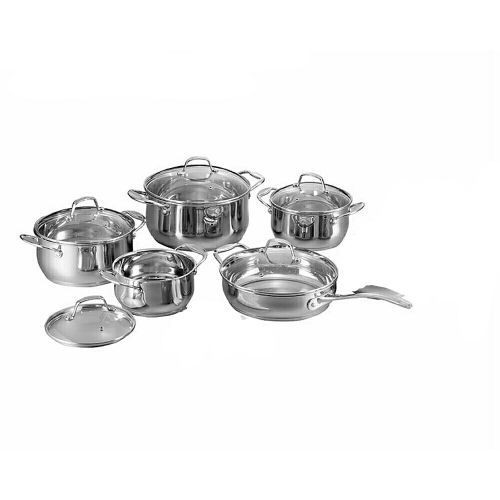 9 Piece Stainless Steel Saucepans Cookware Pots, Silver.