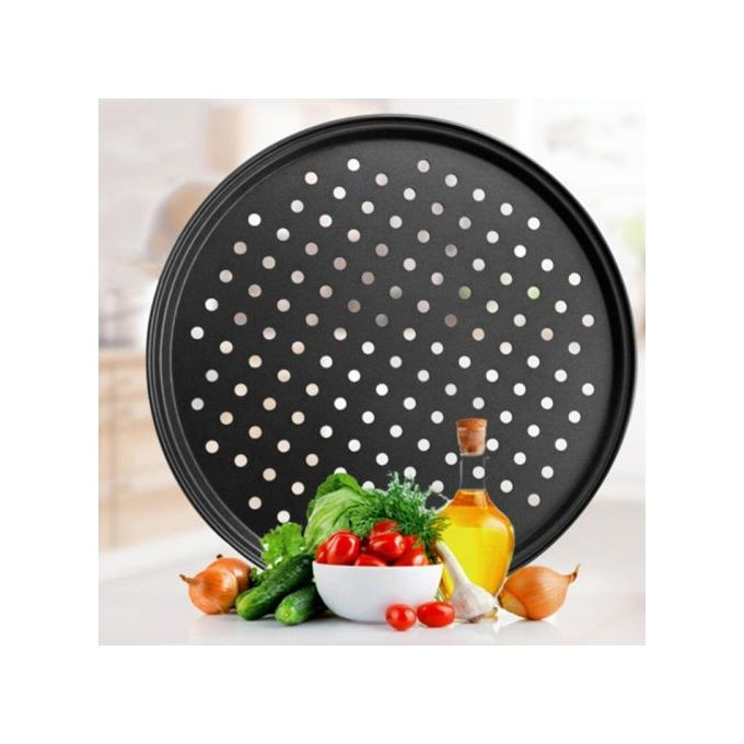 30cm Vented Pizza Pan With Holes Baking Tray Bakeware, Black.