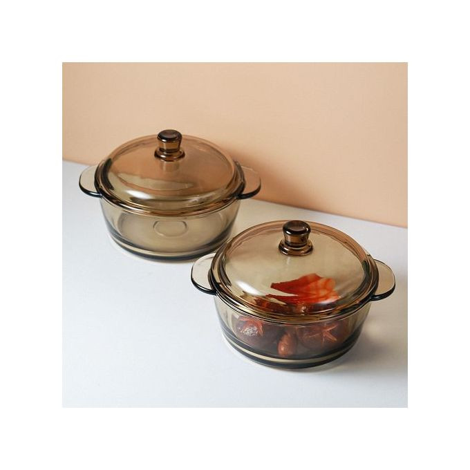 1L Soup Mixing Baking Serving Glass Casserole Dish For Mircowave, Brown.