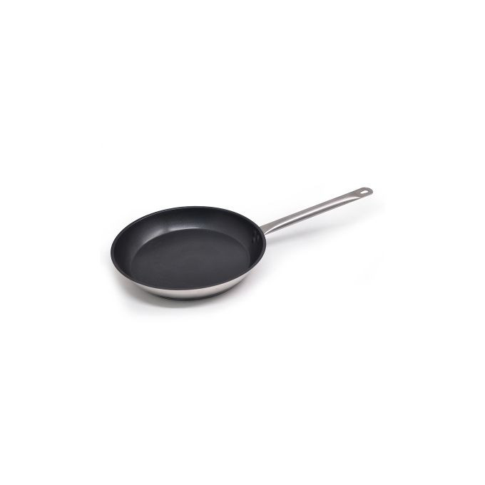 26cm Professional Commercial Non Stick Stainless Steel Frying Pan Hotel Pancake Fried Dumpling Chapati stew Pan With Steel Handle.