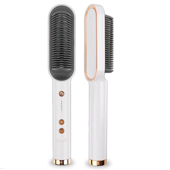 2 in1 Electric Ionic Hair Straightener, Comb,Cutler PTC Fast Heating and Adjustable Temperature Brush - Multicolor