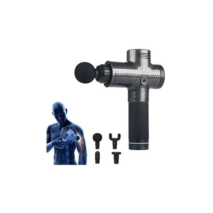 4 Head Tissue Profesional Handheld Electric Massage Gun Fitness Muscle Relax Neck Body Relaxation Abs Medium Fascial Gun - Black Other