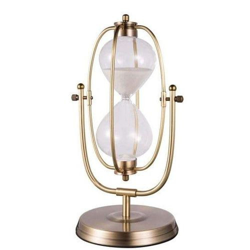24*12cm Transparent 360° Flipping Sand Clock Timer Vintage Sand Watch 30/60 Min Metal Hourglass Sandglass Ornament31.5*17 cm Metal Glass Craft Gift for Home Office Desk Decoration -Multicolor