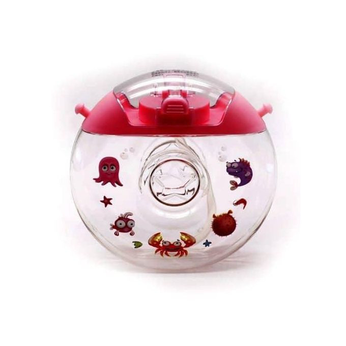 1 Set 450ml Water Bottle Shoulder Strap Luminous Leak-proof Cartoon Dinosaur Pattern Donut Round Cup for Kids