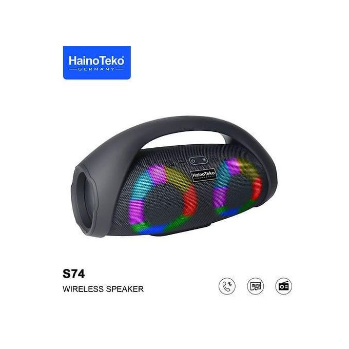 S74 Portable Bluetooth Speaker with Power Bank Function with Carrying Strap Supports FM Radio and with USB and Memory Card Slot Elegant-Multicolor HAINOTEKO
