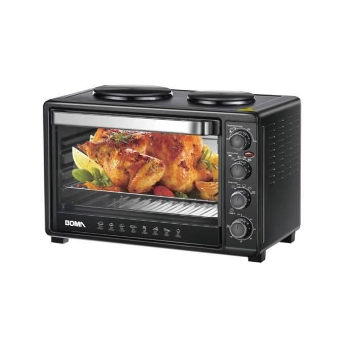 50 Litres Electric Grill Oven Cooker With 2 Hot Plates- Black Boma