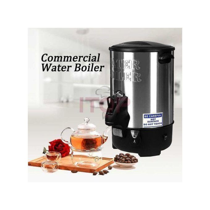 30 Litre Commercial Hot Water Boiler Tea Urn Warmer- Black -Silver