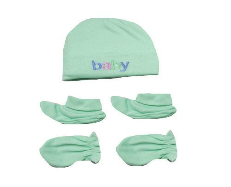 Baby 1 Cap Pair Of Mittens & Pair Of Socks - Green