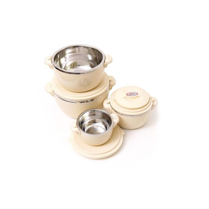 4Pc Thermo Insulated Food Warmer Hot Pots Serving Dishes - Cream. Hot Pot