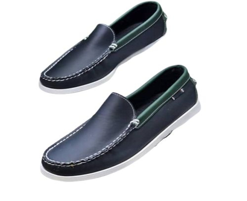 Men's Faux Leather Designer Shoes - Navy Blue