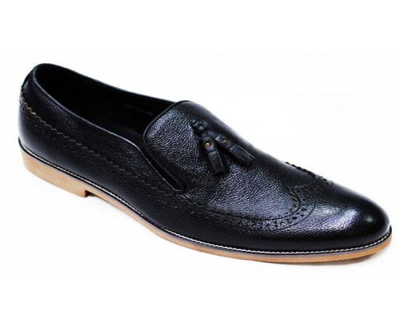 Men's Designer Faux Leather Loafers - Black