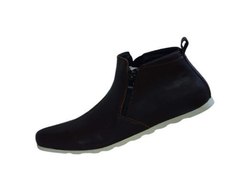 Men's Designer Boots - Coffee Brown, White