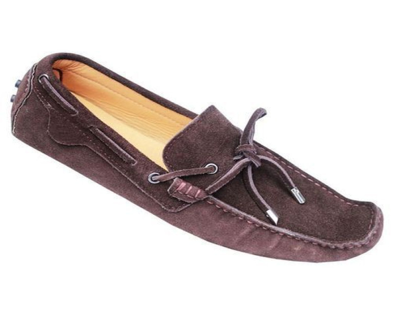 Men's Casual And Suede Designed Moccasins - Coffee Brown