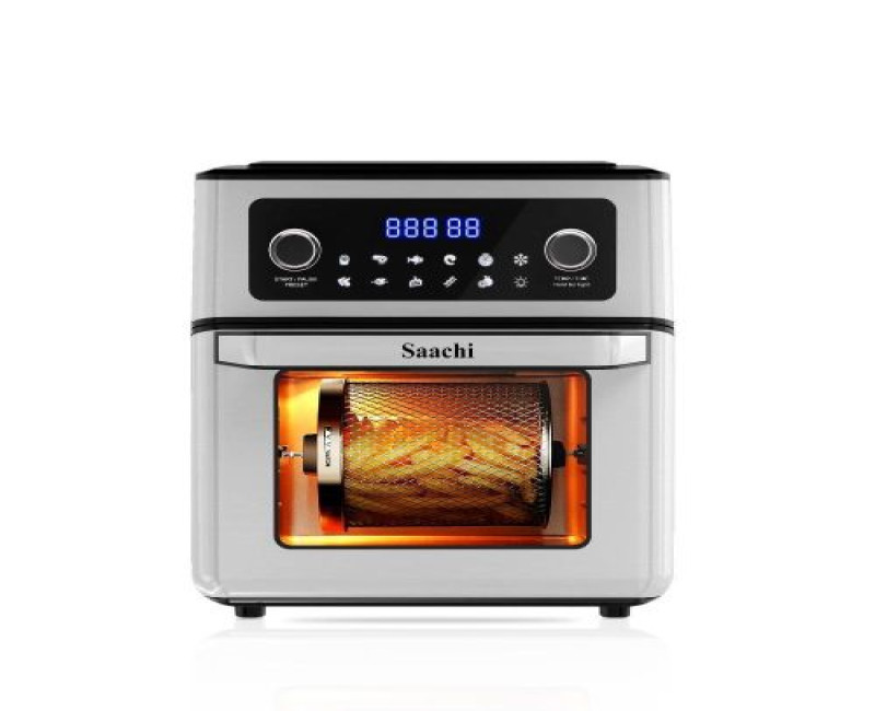 12L Air Fryer Oven Roaster Grill-Grey With 11 Cooking Functions And Display Screen- Grey Saachi