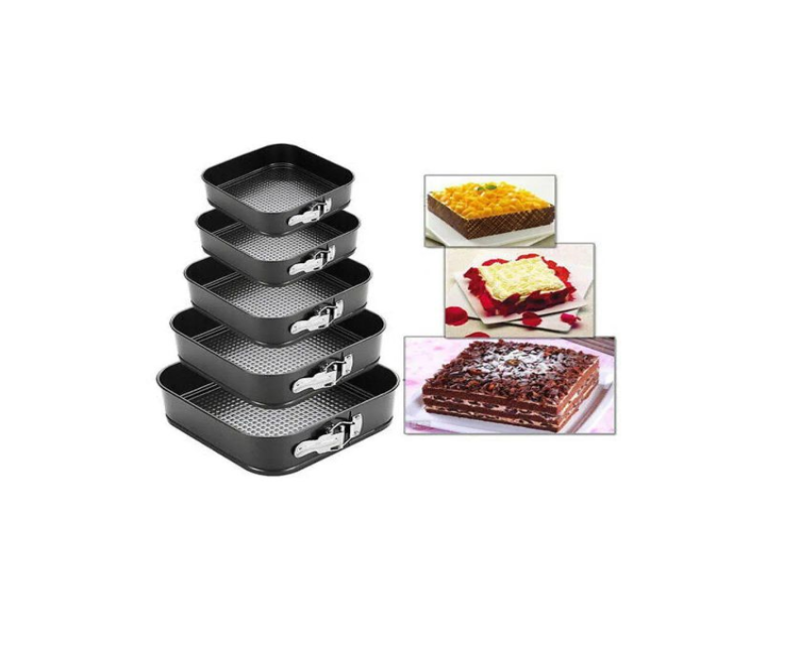 5pc Non Stick Spring form Cake Mould Pan Baking Bake Square Tray Tins Wedding Party