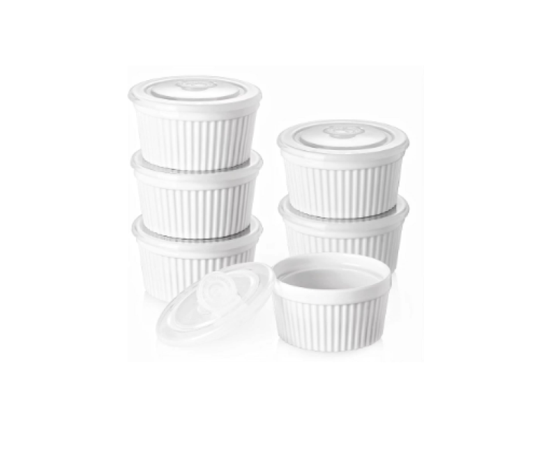 8 oz, Set of 12, Creme Brulee Ramekins, Souffle Dishes, Oven Safe Porcelain Ramiken Bowls For Custard, Lava Cakes, Pudding, Flan Creme Brulee Mini Desserts, Jam and Ice Cream, Ramekins For Baking- White
