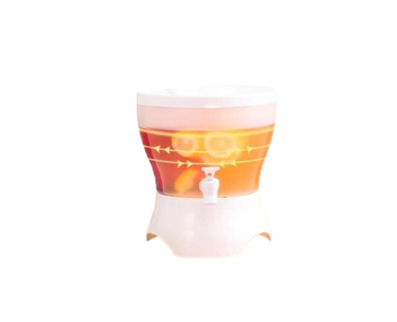 Rotating Beverage Dispenser With 3 Compartments And Faucet Juice Jar - White.