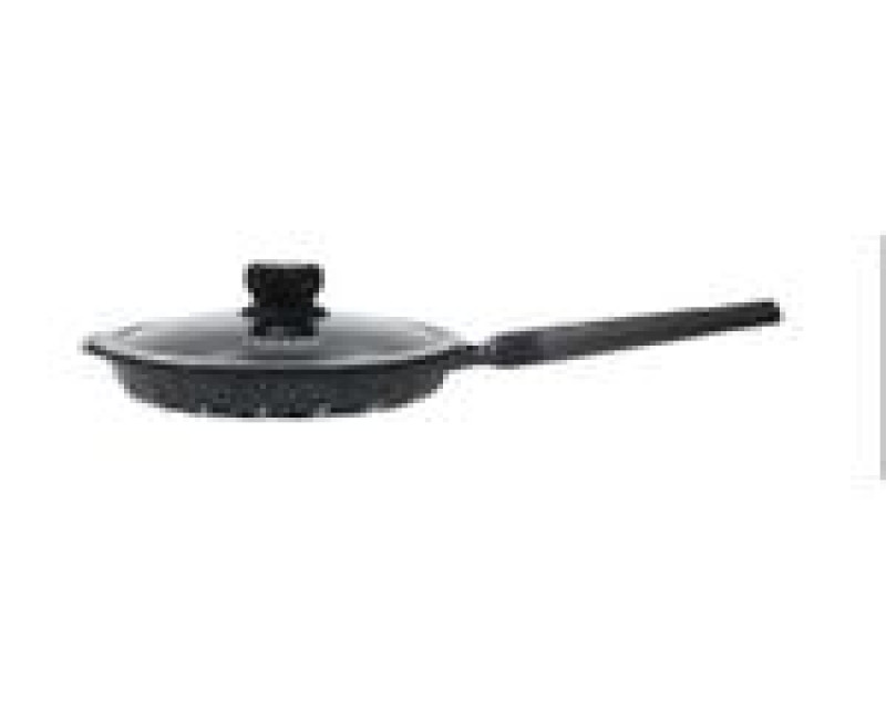 22CM 1.3L Frying Pan with Stone Coating Premium Non Stick Anti-scalding Handle,Suitable for All Hobs Including Induction Wok Pot With Glass Lid -Multicolor Life Smile