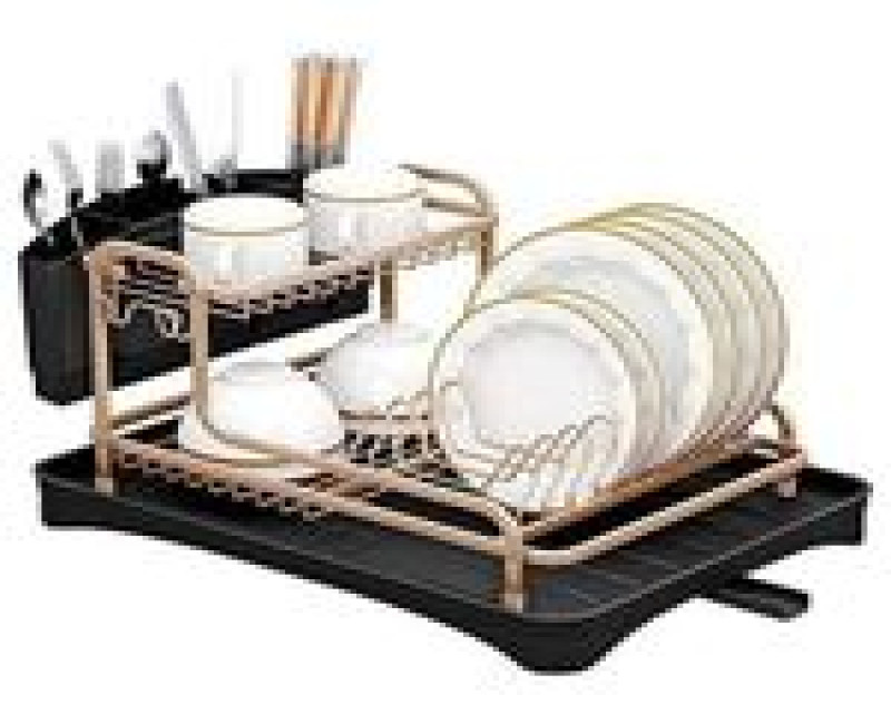 Aluminum Dish Drying Rack With Removable Cutlery & Cup Holder