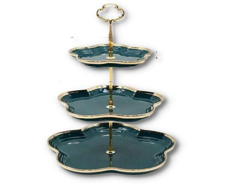 3-Tier Cookie Cake Stand Serving Platter Tray -Emerald Green.