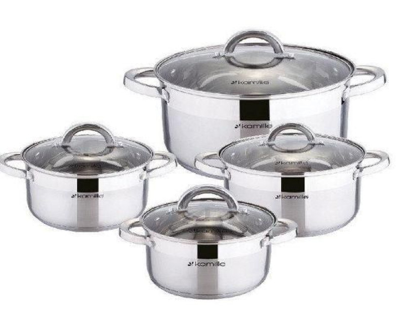 4 Piece Stainless Steel Saucepans/Cookware - Silver Kamill